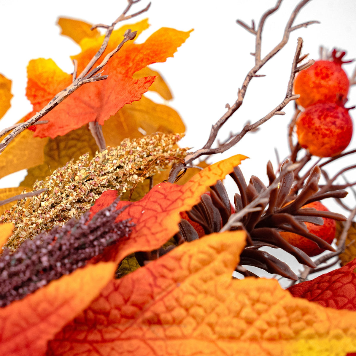 Autumn Maple 6ft x 10" Garland with 150 Warm White LED Microbulbs and 8 Functions - Battery Operated_Garden Decorations