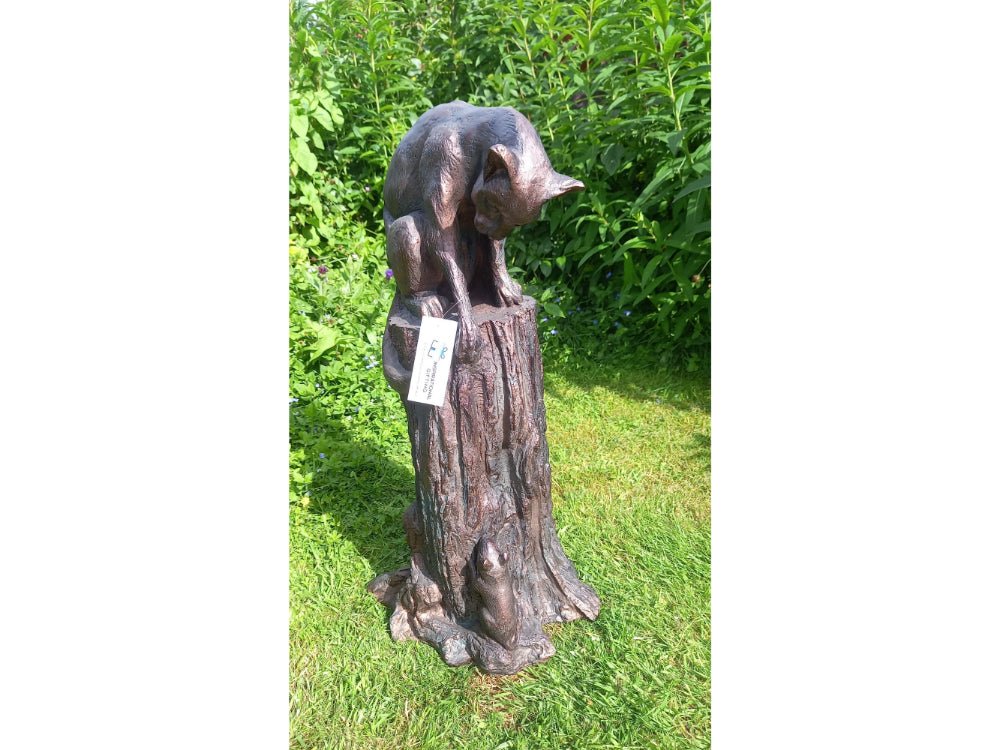 Cat and Mouse stunning large 64cm (2ft) tall sculpture_Garden Ornaments