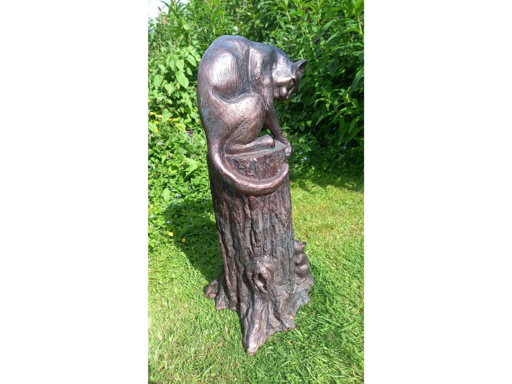 Cat and Mouse stunning large 64cm (2ft) tall sculpture_Garden Ornaments
