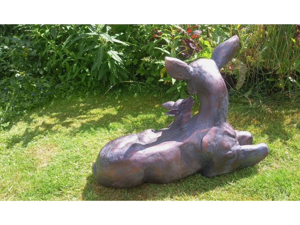 Large Doe and Baby Fawn Garden Sculpture Deer Ornament_Garden Ornaments