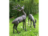 Set of two Cast Aluminium deer sculptures – Stag and Doe_Garden Ornaments