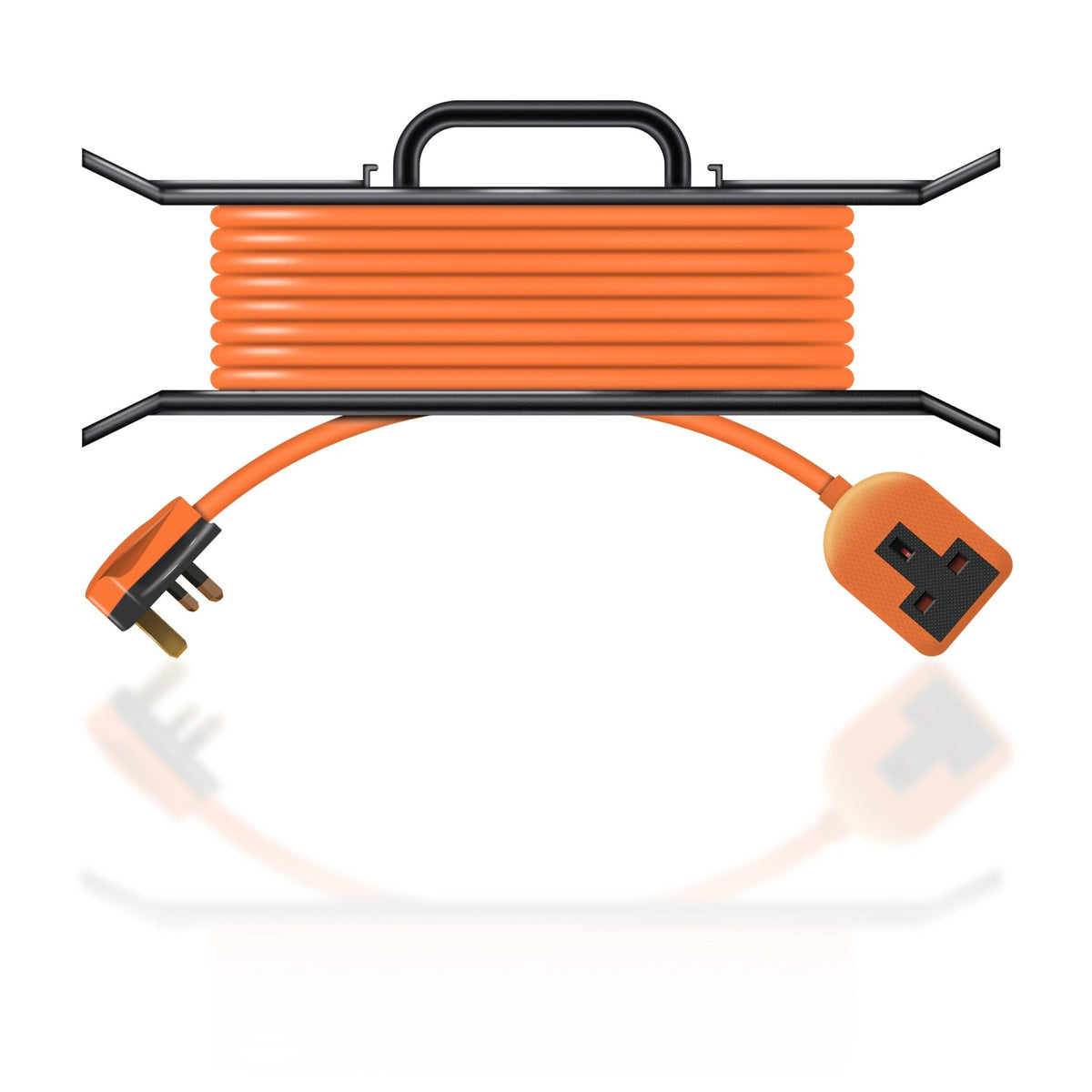 Eagle Single UK Socket Extension Lead with Cable Tidy, Orange 13A_