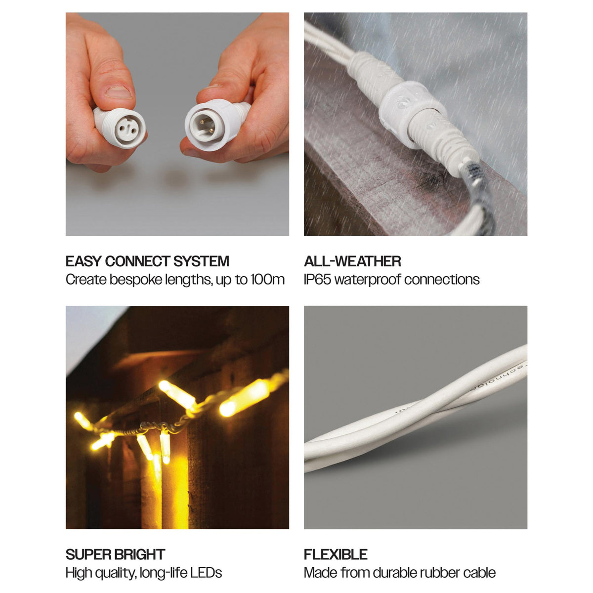 Eagle Connect LED String Lights With White Rubber Cable