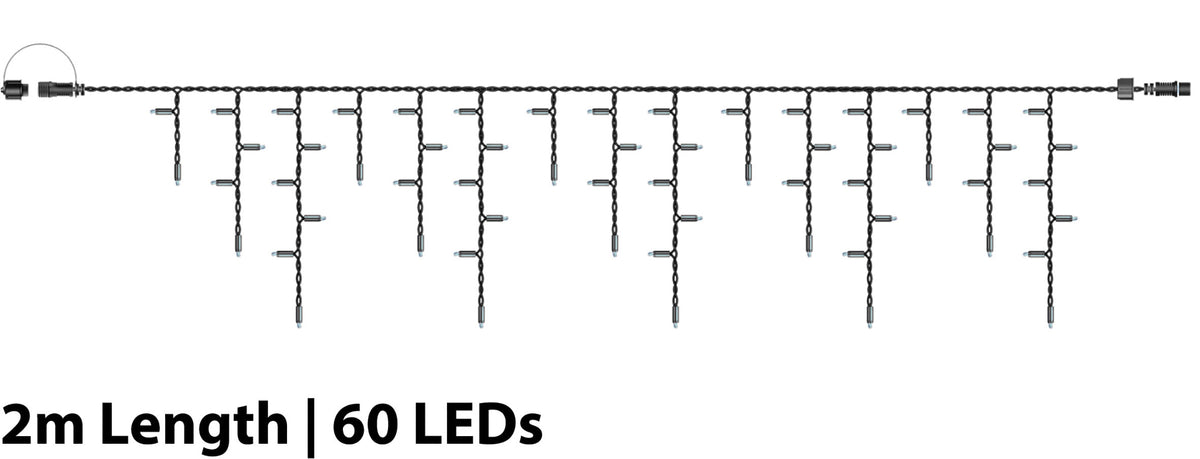Eagle Connect Icicle Lights Black Rubber With 60/40/20cm Drop