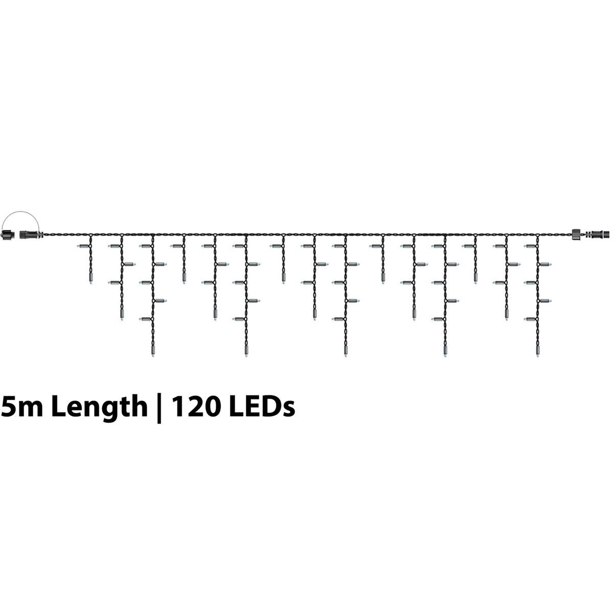 Eagle Connect Icicle Lights Black Rubber With 60/40/20cm Drop