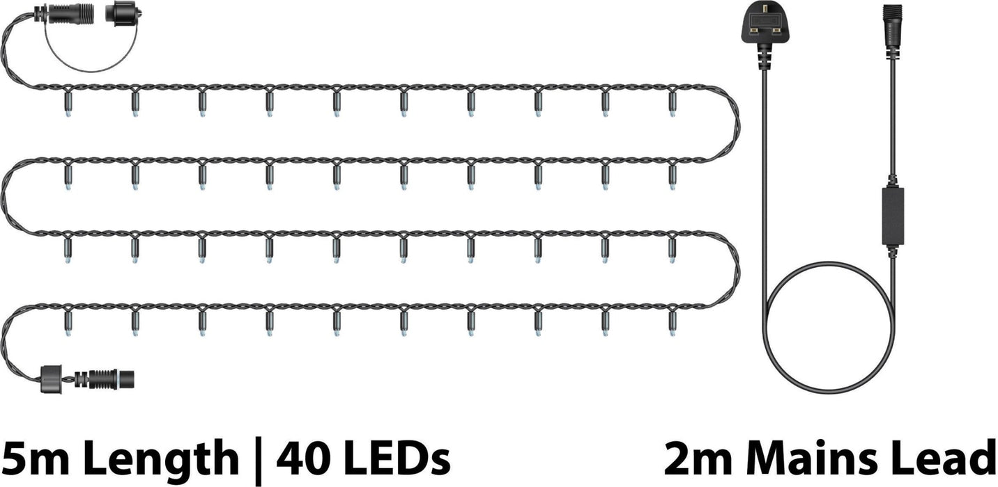 Eagle Connect LED String Lights - Warm White - Rubber Cables in Black or White_Christmas Lights