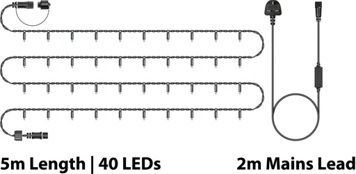 Eagle Connect LED String Lights - Warm White - Rubber Cables in Black or White_Christmas Lights