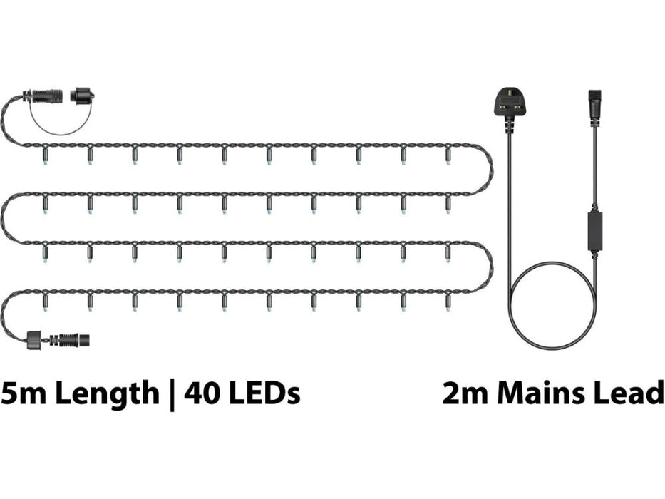Eagle Connect LED String Lights - Cool White - Rubber Cables in Black or White_Christmas Lights