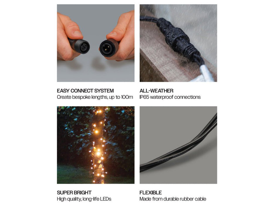 Eagle Connect LED String Lights - Copper/Gold - Rubber Cables in Black_Christmas Lights