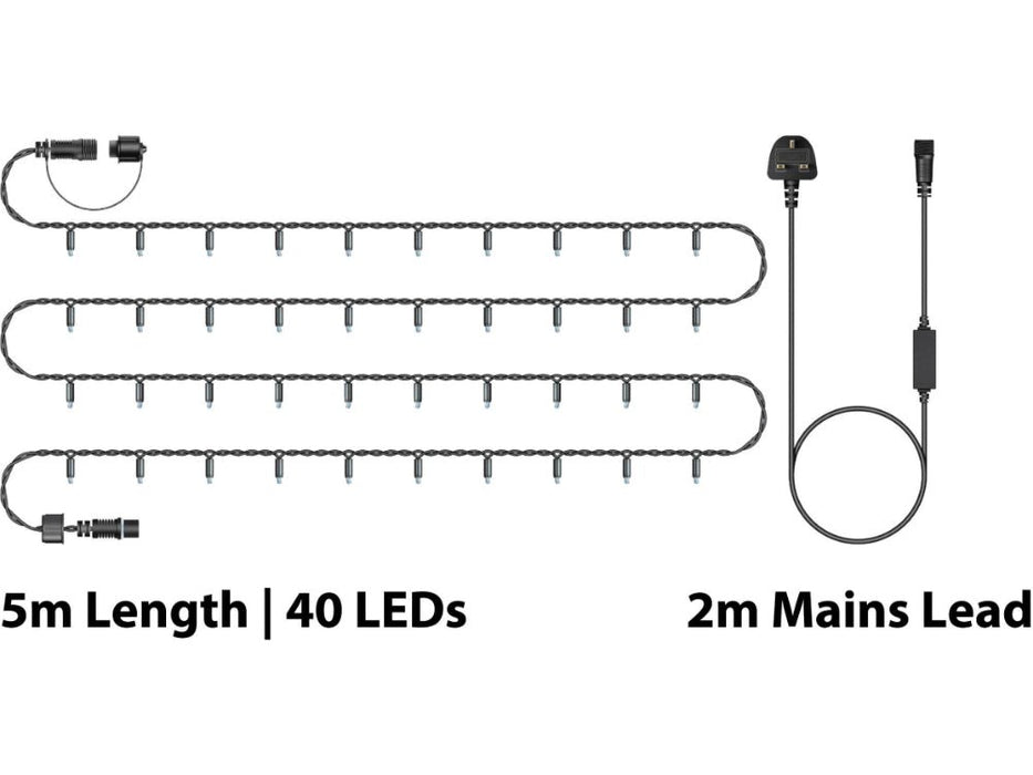 Eagle Connect LED String Lights - Flashing Multicolour - Black Rubber Cable_Christmas Lights