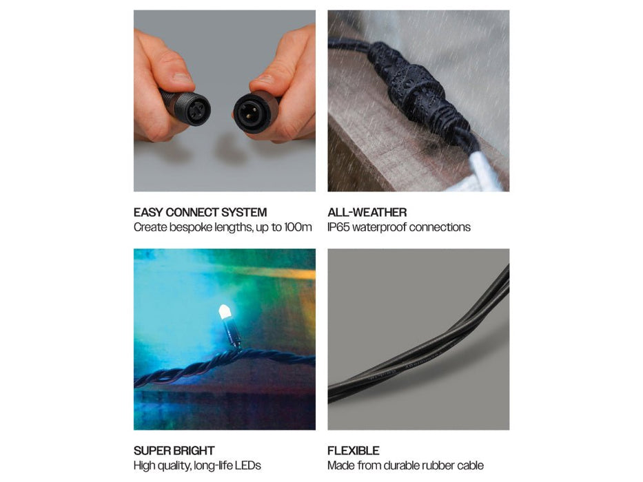 Eagle Connect LED String Lights - Flashing Multicolour - Black Rubber Cable_Christmas Lights