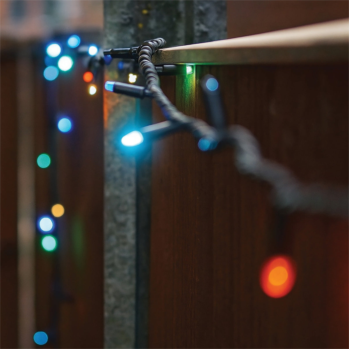 Eagle Connect LED String Lights – Flashing Multicolour with Black Rubber Cable for Indoor & Outdoor Use_Christmas Lights