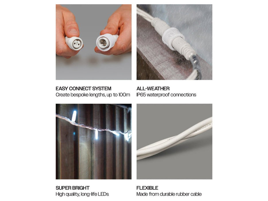 Eagle Connect LED String Lights - Cool White - Rubber Cables in Black or White_Christmas Lights