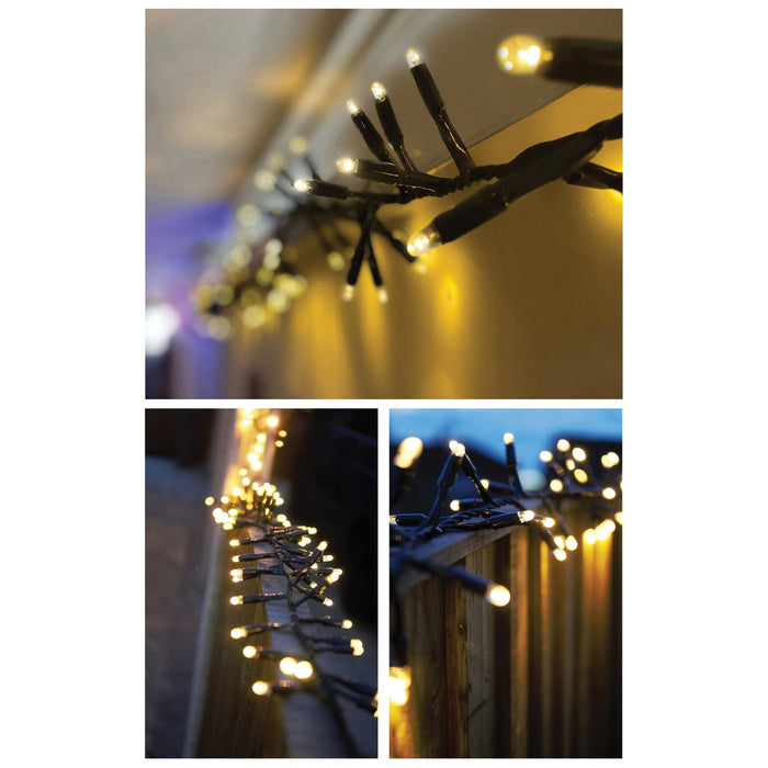 Eagle Connect LED Cluster Lights – Warm White LEDs with Black or White Rubber Cable for Indoor & Outdoor Use_Christmas Lights
