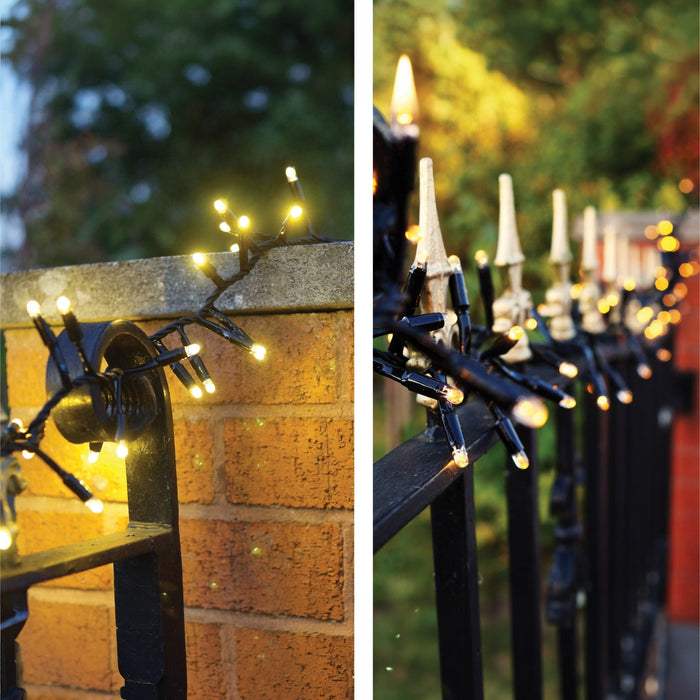 Eagle Connect LED Cluster Lights – Warm White LEDs with Black or White Rubber Cable for Indoor & Outdoor Use_Christmas Lights