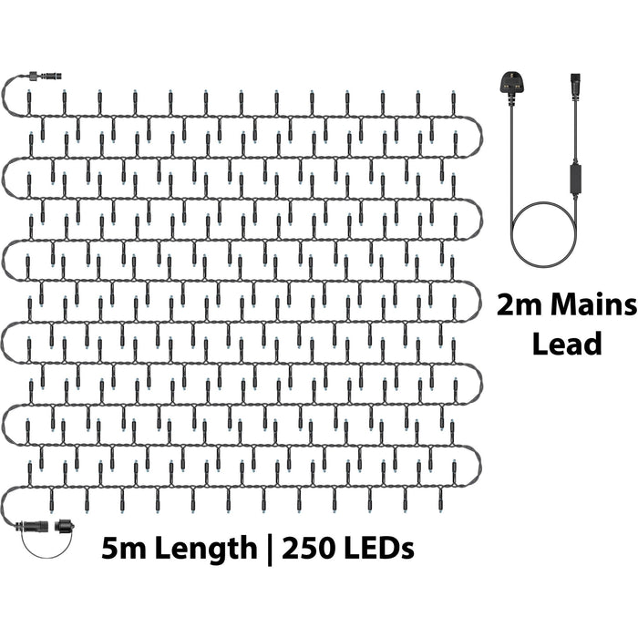 Eagle Connect LED Cluster Lights – Warm White LEDs with Black or White Rubber Cable for Indoor & Outdoor Use_Christmas Lights