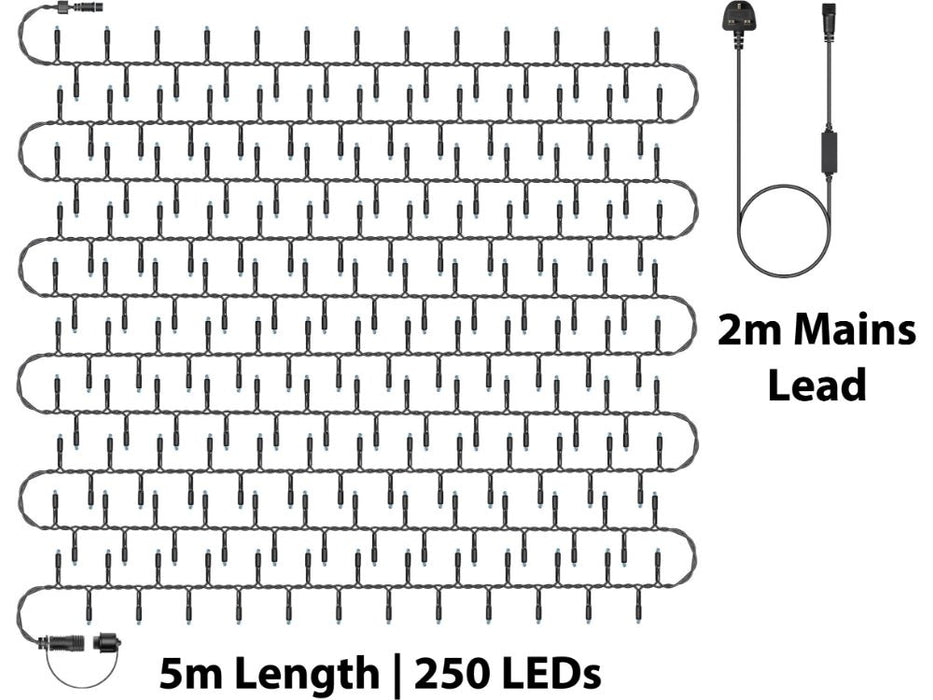 Eagle Connect LED Cluster Lights - Cool White - Black or White Rubber Cable_Christmas Lights