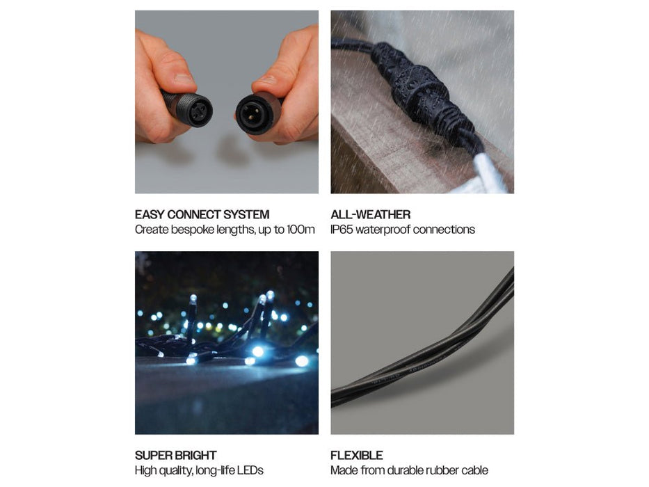 Eagle Connect LED Cluster Lights - Cool White - Black or White Rubber Cable_Christmas Lights