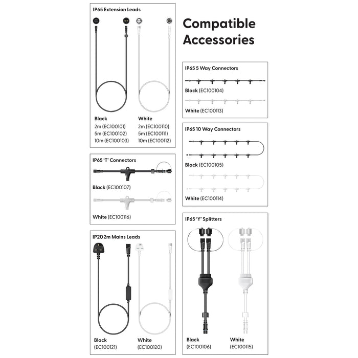 Eagle Connect LED Cluster Lights – Cool White LEDs with Black or White Rubber Cable for Indoor & Outdoor Use_Christmas Lights