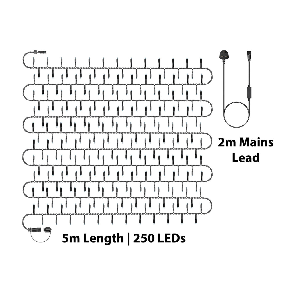 Eagle Connect LED Cluster Lights – Cool White LEDs with Black or White Rubber Cable for Indoor & Outdoor Use_Christmas Lights