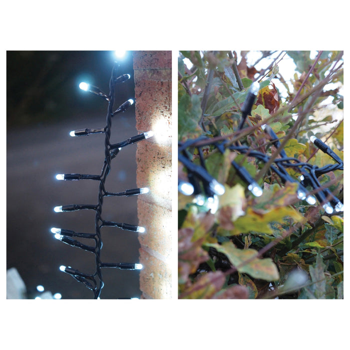 Eagle Connect LED Cluster Lights – Cool White LEDs with Black or White Rubber Cable for Indoor & Outdoor Use_Christmas Lights