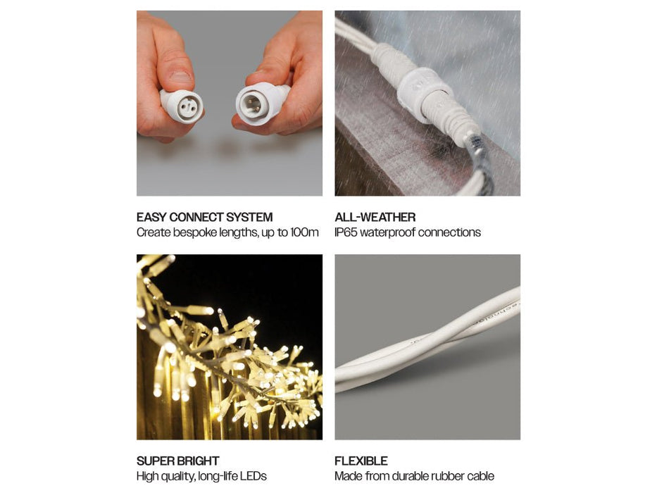 Eagle Connect LED Cluster Lights - Warm White - Black or White Rubber Cable_Christmas Lights