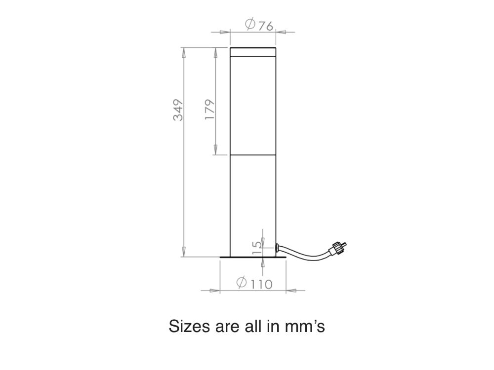 Bollard Lights 3W with 0.5m Cable_Electric Garden Lighting