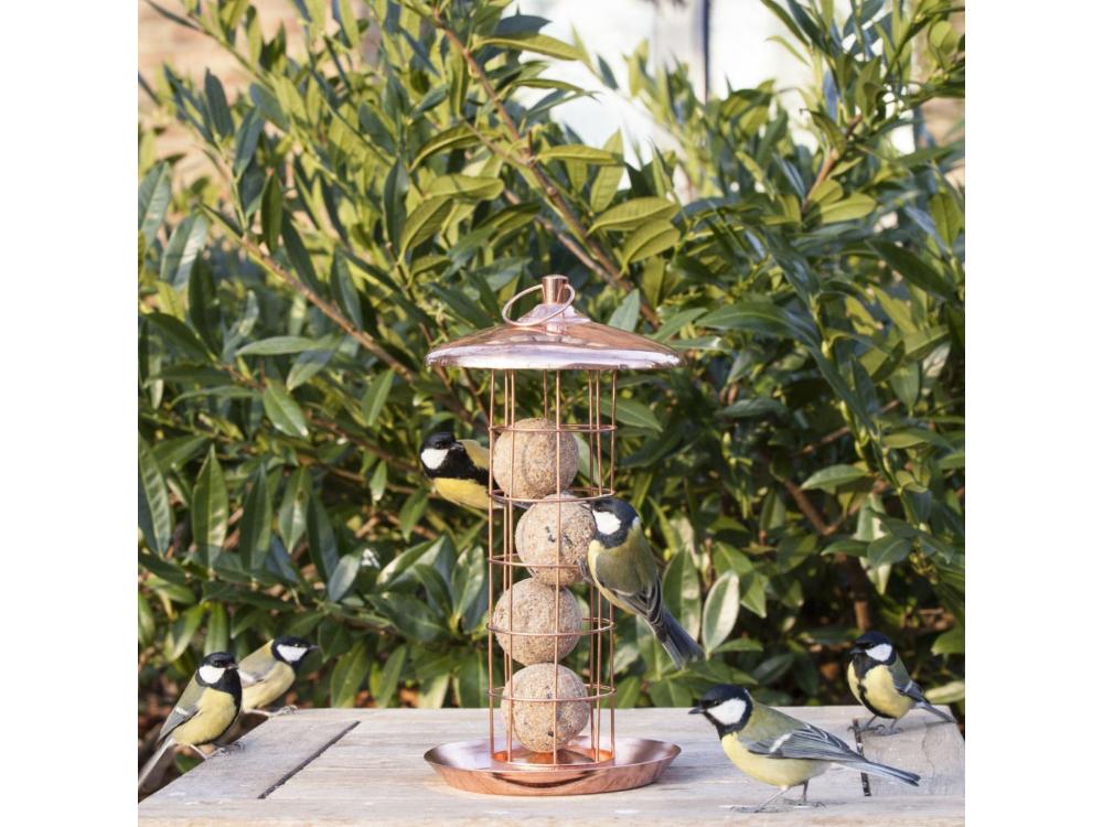 Copper - Plated Bird Feeder with Suet Catchment Bowl & Drainage Holes_Bird Feeders