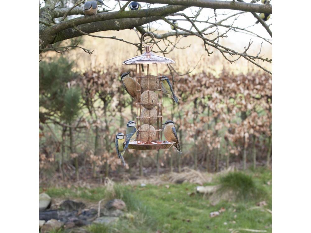 Copper - Plated Bird Feeder with Suet Catchment Bowl & Drainage Holes_Bird Feeders