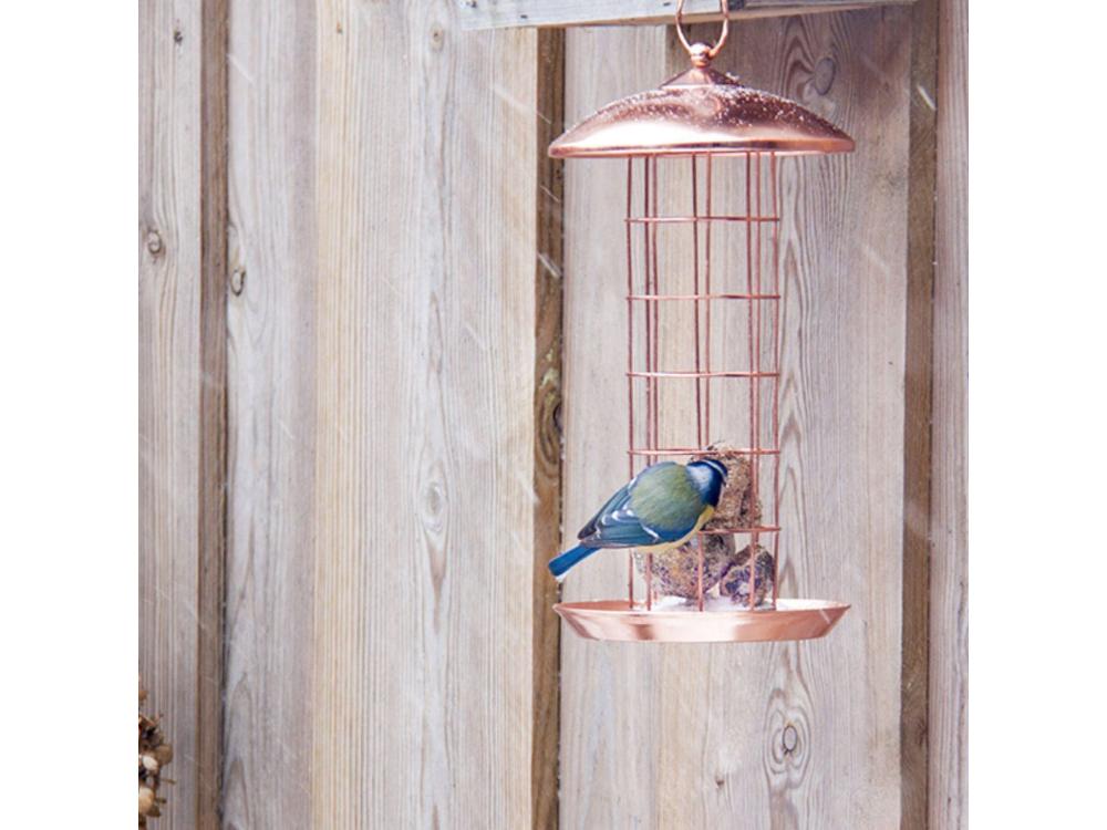 Copper - Plated Bird Feeder with Suet Catchment Bowl & Drainage Holes_Bird Feeders