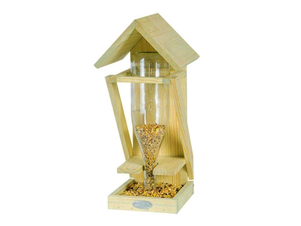 Wine Bottle Bird Table (Green Tint)_Bird Feeders