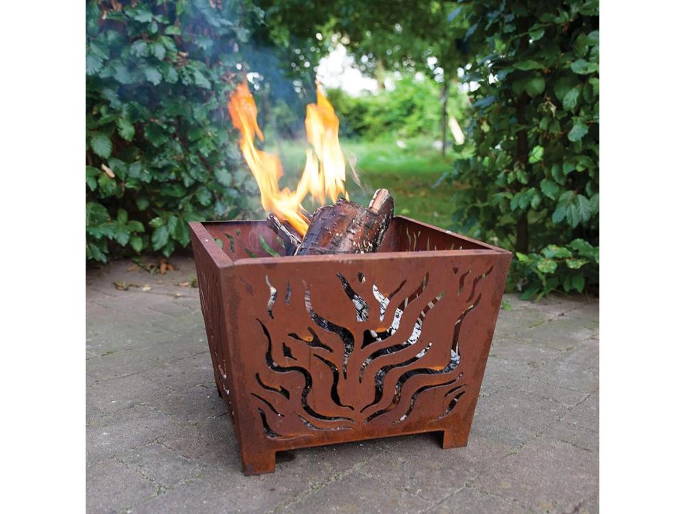 Wild Fire Square Fire Basket - Outdoor Decorative Fire Pit_Fire Bowls & Burners