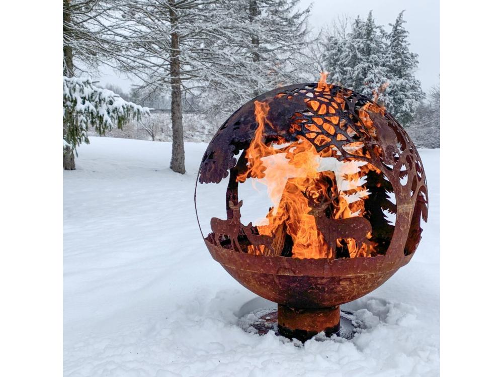Fire Globe Woodland Scene – Decorative Outdoor Fire Pit_Fire Bowls & Burners