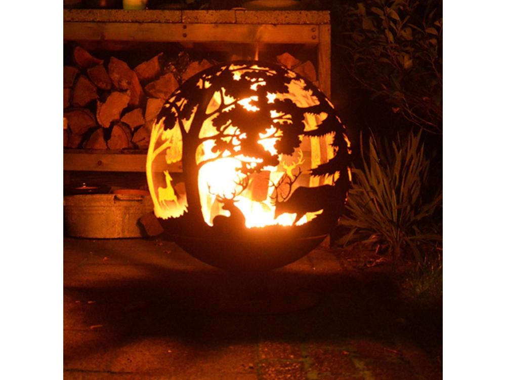 Fire Globe Woodland Scene – Decorative Outdoor Fire Pit_Fire Bowls & Burners
