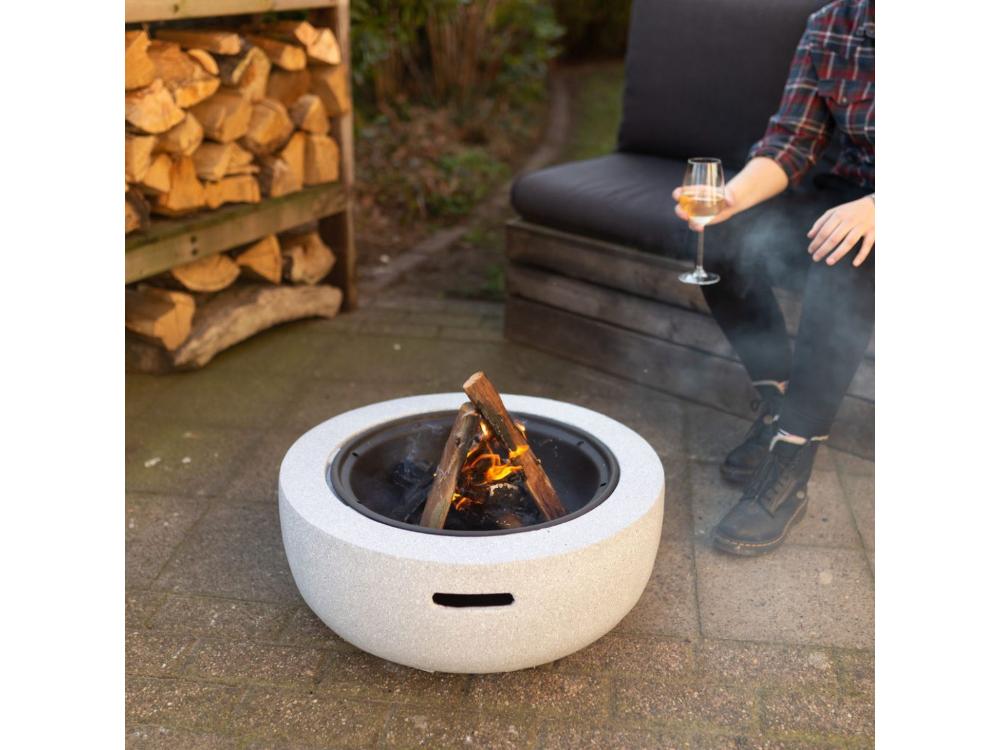 Modern Concrete Look Firebowl MGO – Durable Outdoor Fire Pit for Garden_Fire Bowls & Burners