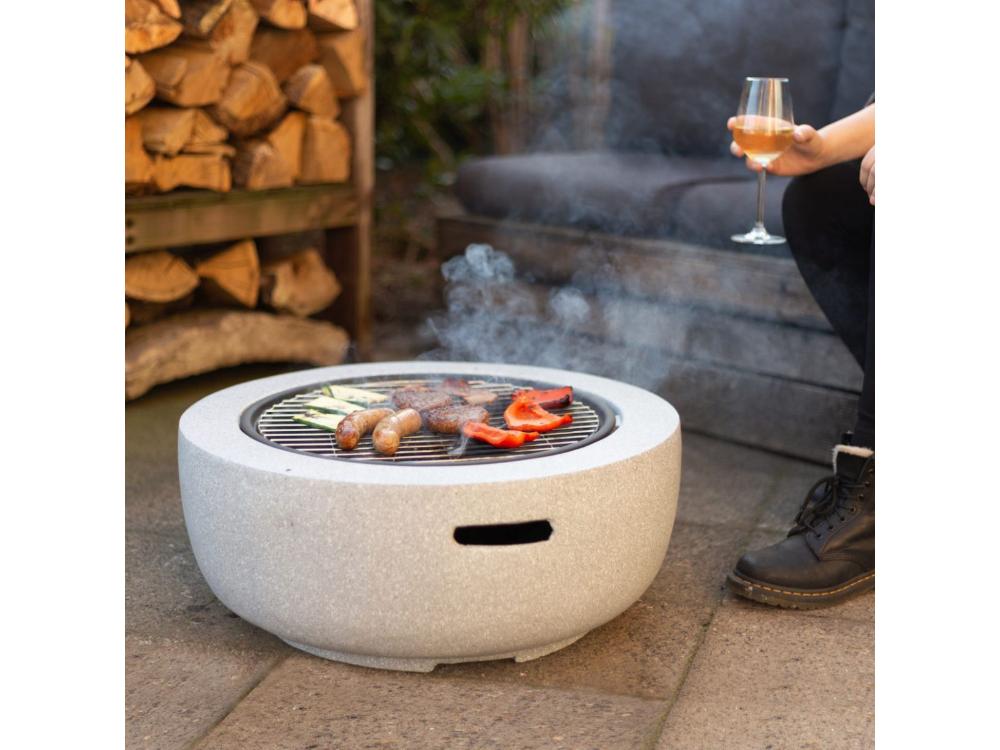 Modern Concrete Look Firebowl MGO – Durable Outdoor Fire Pit for Garden_Fire Bowls & Burners