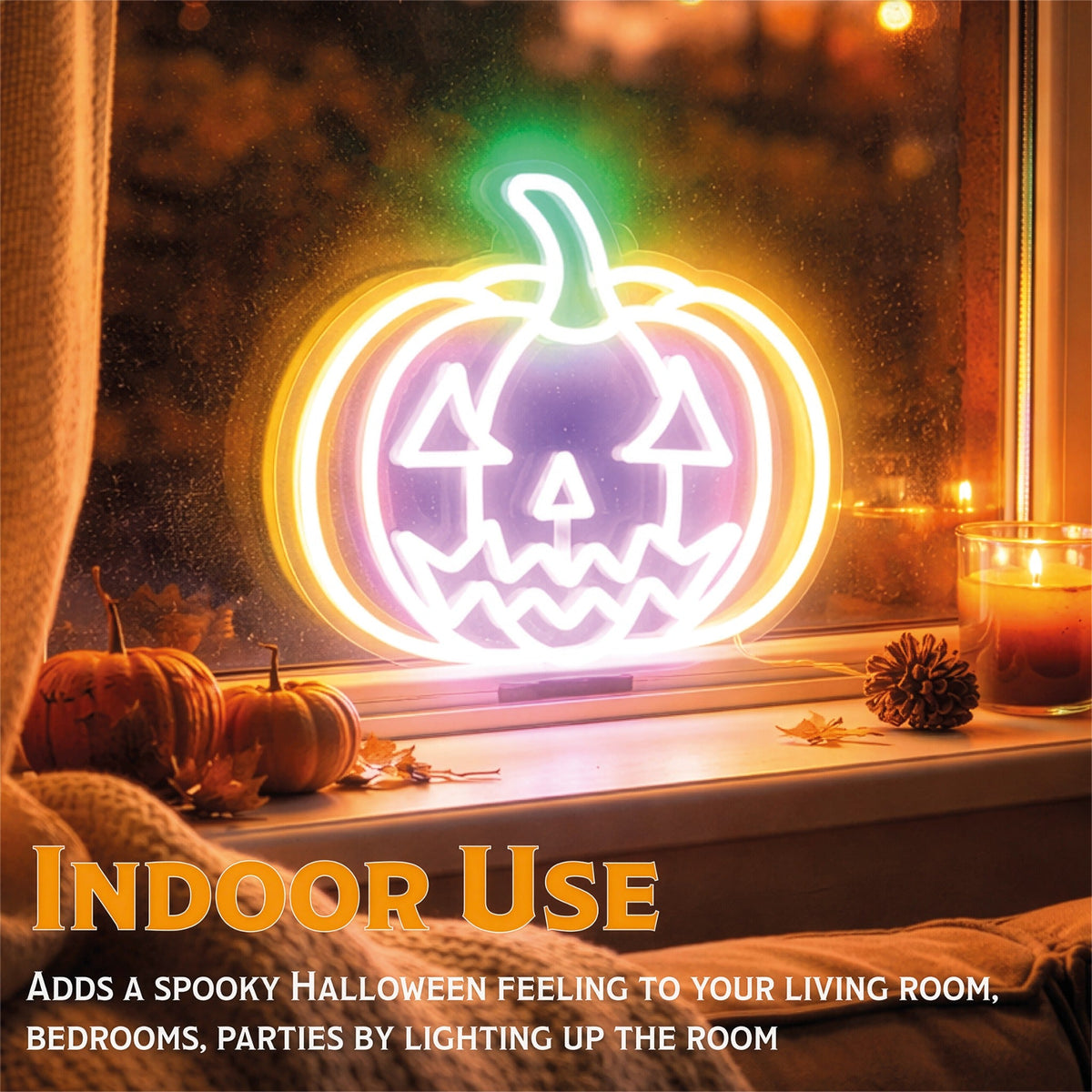 Fxlab Halloween Pumpkin Silhouette Neon Light Indoor USB Decoration_Halloween