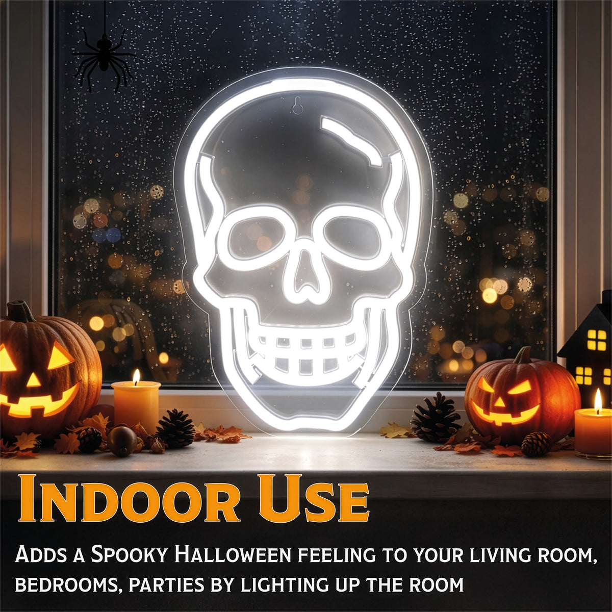 Fxlab Halloween Skull Silhouette Neon Light Indoor USB Decoration_Halloween