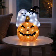Fxlab Pumpkin and Ghost 50 White LEDS Indoor/Outdoor Halloween Decoration with Timer_Halloween