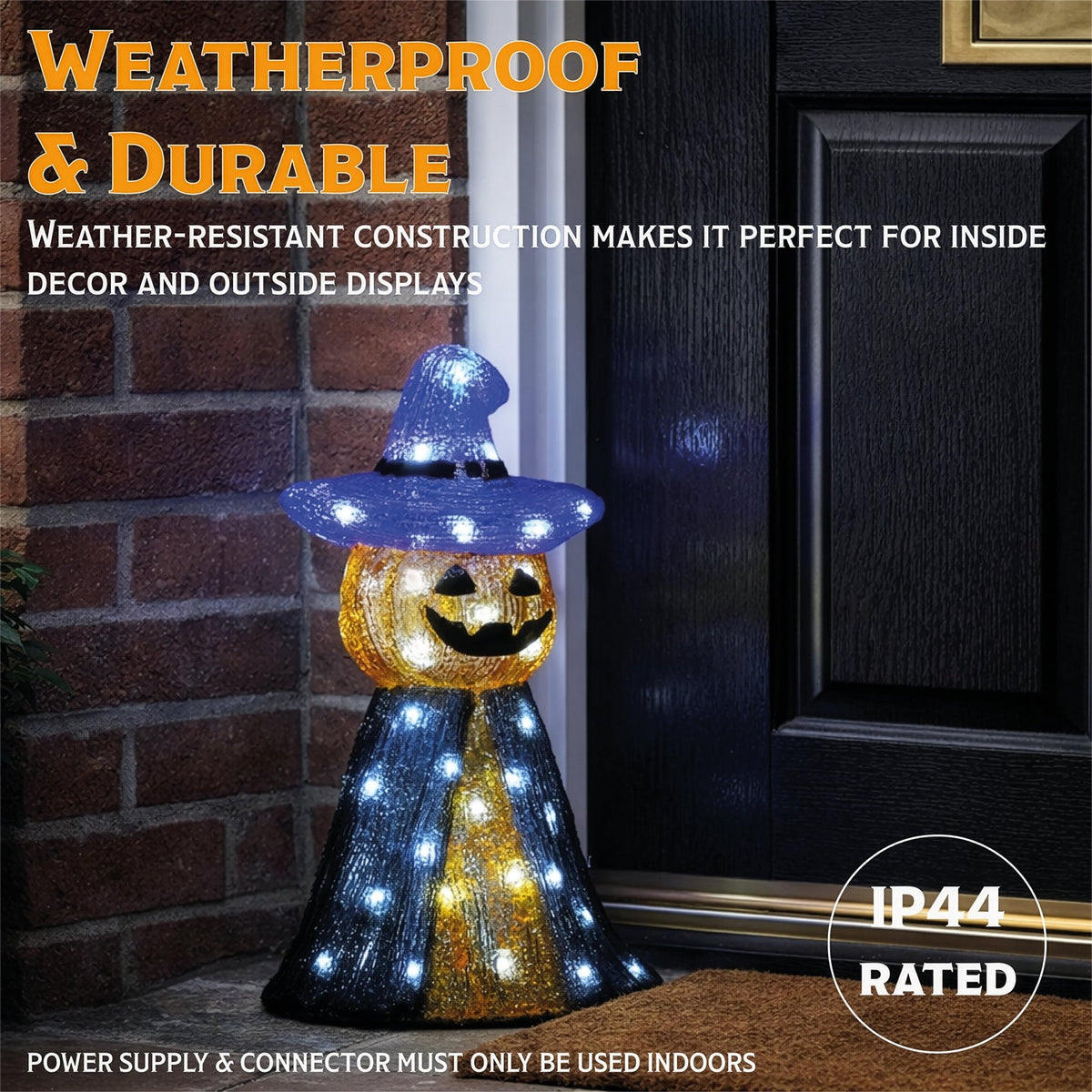 Fxlab Pumpkin Ghost Indoor/Outdoor Halloween Decoration with 50 White LED 5m Lead Cable BS IP20 Transformer Timer 6 18H_Halloween