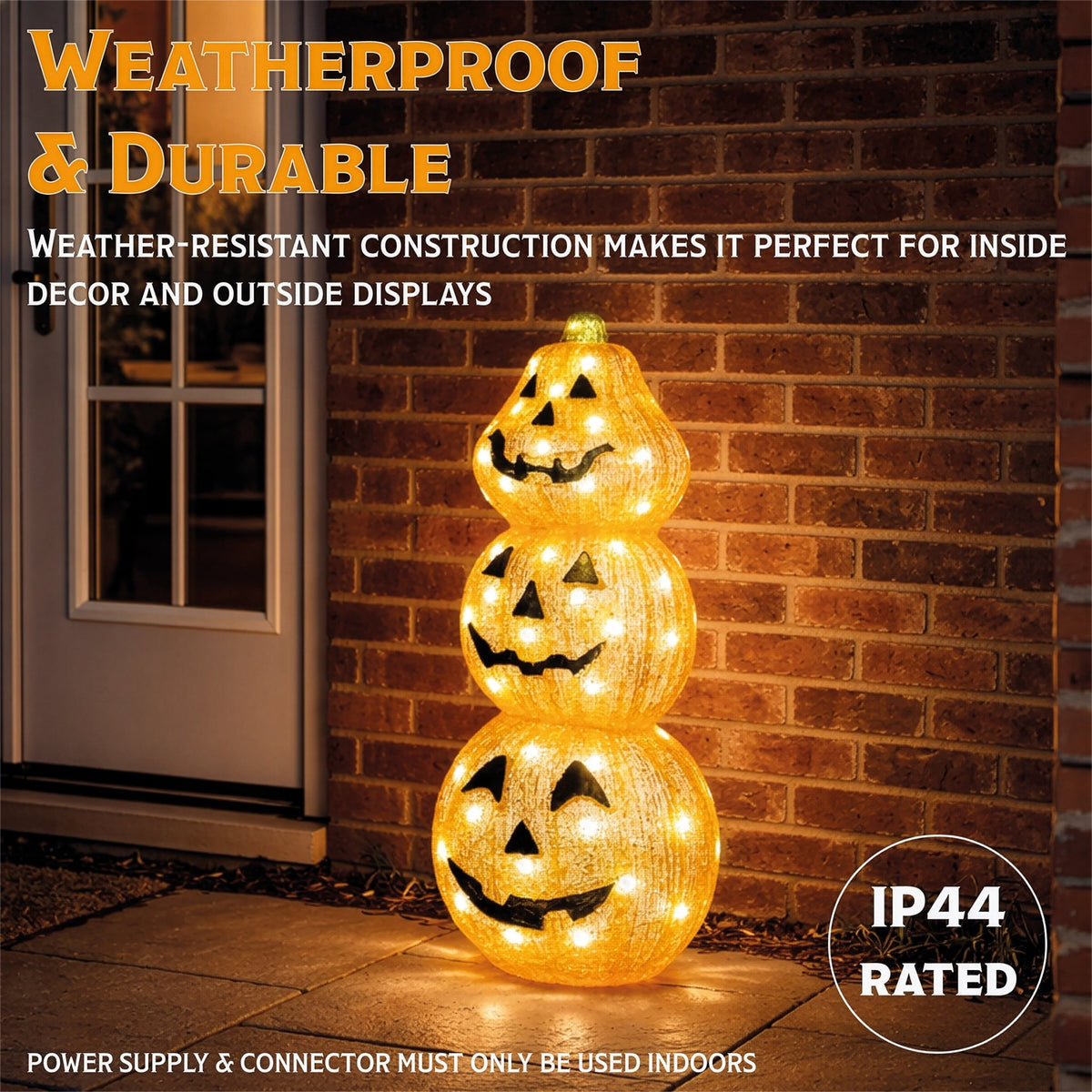 Fxlab Acrylic Pumpkin Indoor/Outdoor Halloween Decoration 80 White LEDS with Timer_Halloween