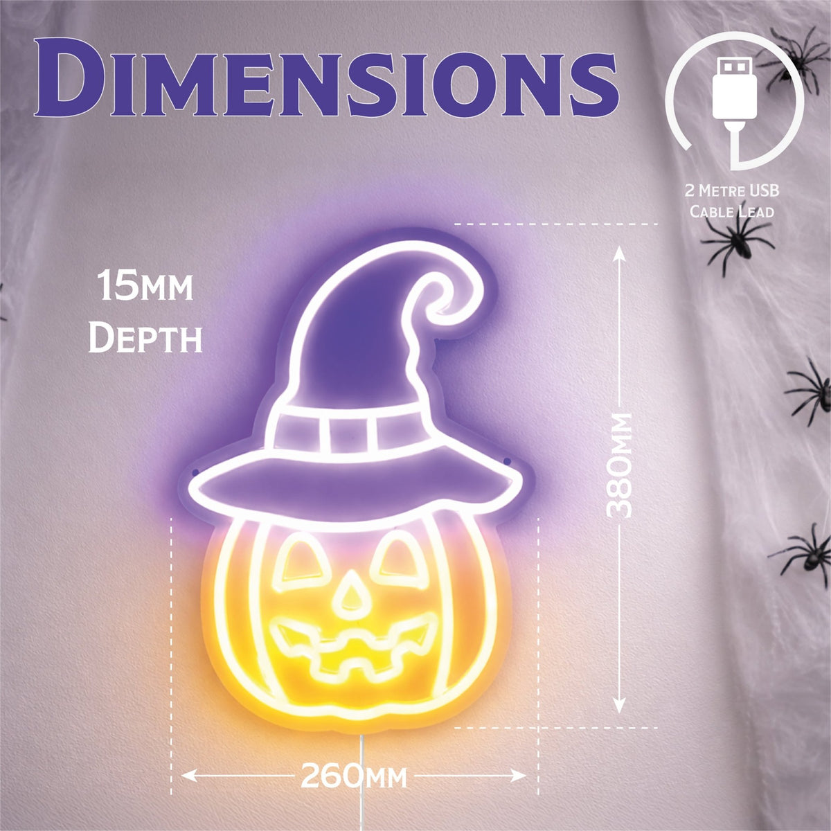 Fxlab Halloween Pumpkin Silhouette Neon Light Indoor 26x38cm USB Decoration_Halloween