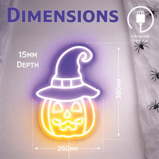 Fxlab Halloween Pumpkin Neon Light 26x38cm - dimensions and measurements