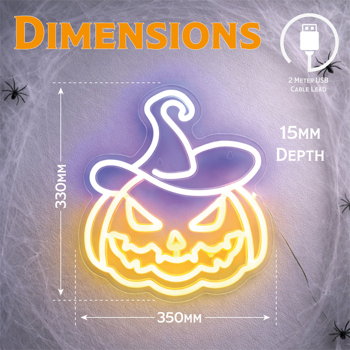 Fxlab Pumpkin Neon Light with 2m Cable - dimensions and measurements