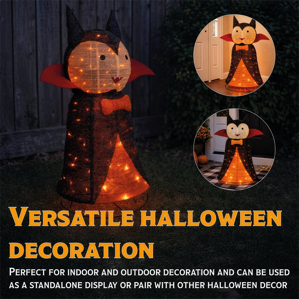 Fxlab Pop Up Foldable Vampire Indoor/Outdoor Halloween 80 Orange LEDS_Halloween