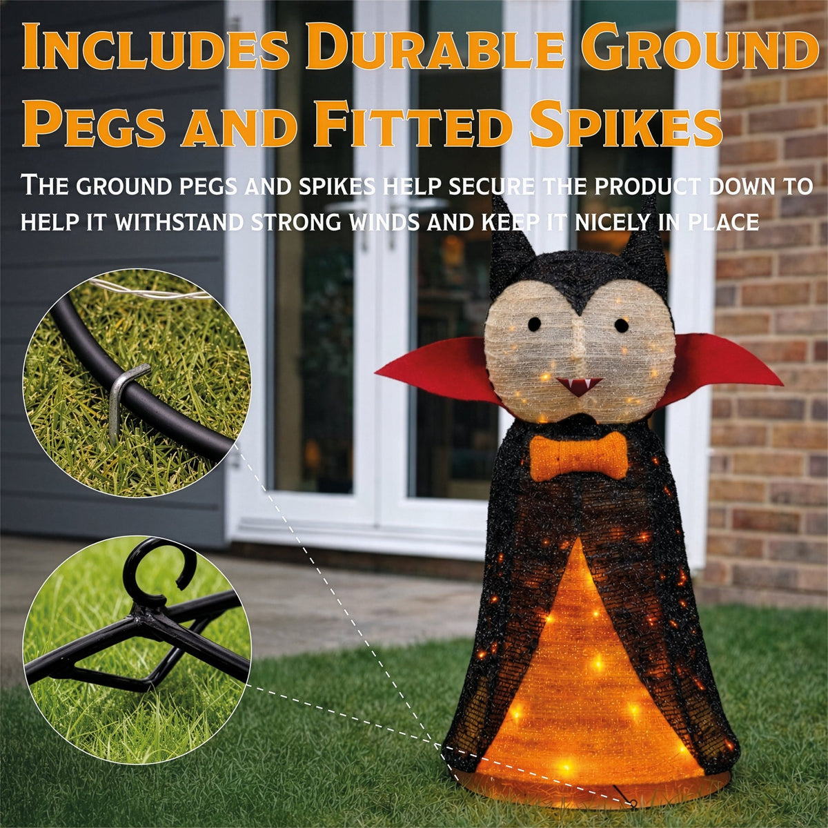 Fxlab Pop Up Foldable Vampire Indoor/Outdoor Halloween 80 Orange LEDS_Halloween