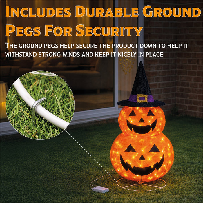 Fxlab Foldable Pumpkins 45 LED Battery Decoration - feature detail 2