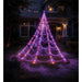 Fxlab Orange and Purple LED Spider Web Lights Outdoor with Hooks, Stakes, and Timer_Halloween