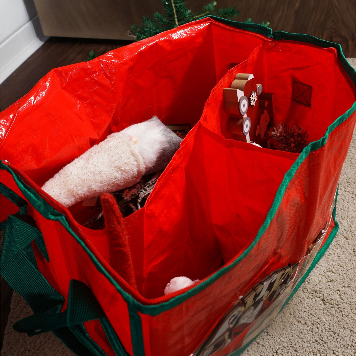 Seasonal Storage Bag with Side Pouch – Convenient Organiser for Holiday Decorations & Home Items_Christmas Storage bags