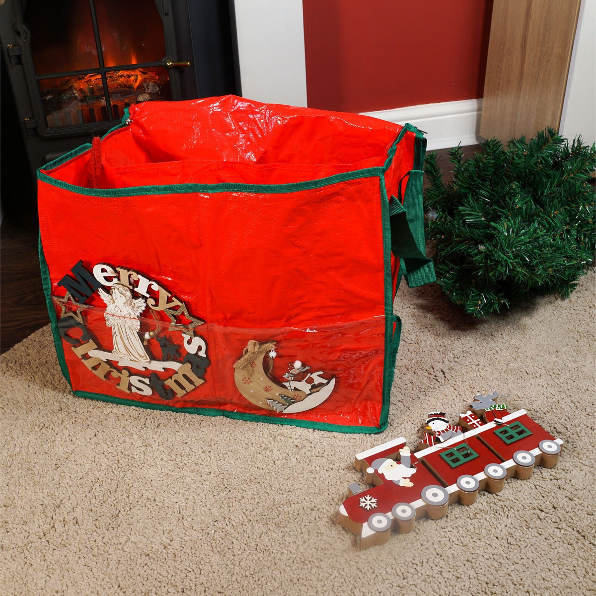 Seasonal Storage Bag with Side Pouch – Convenient Organiser for Holiday Decorations & Home Items_Christmas Storage bags